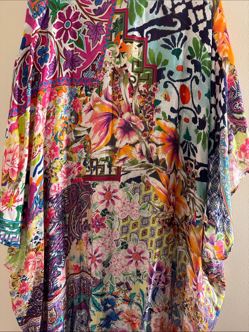 JOHNNY WAS Loci Patchwork Kaftan Coverup - Picture 6 of 9